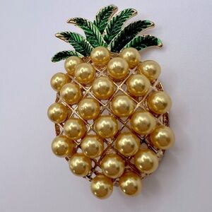 Pineapple Gold Tone Brooch